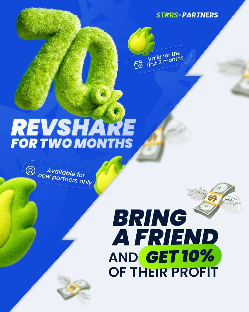 Get 70% RevShare for 2 Months with Stars Partners