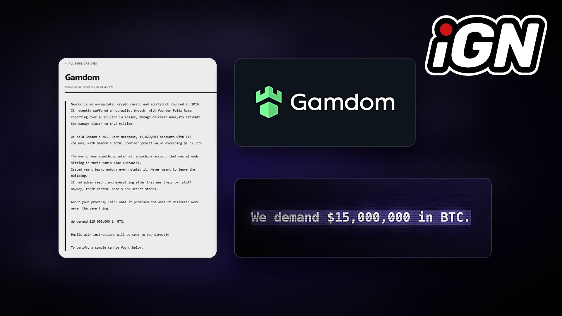 Gamdom столкнулся с вымогательством $15 млн из-за предполагаемой утечки данных