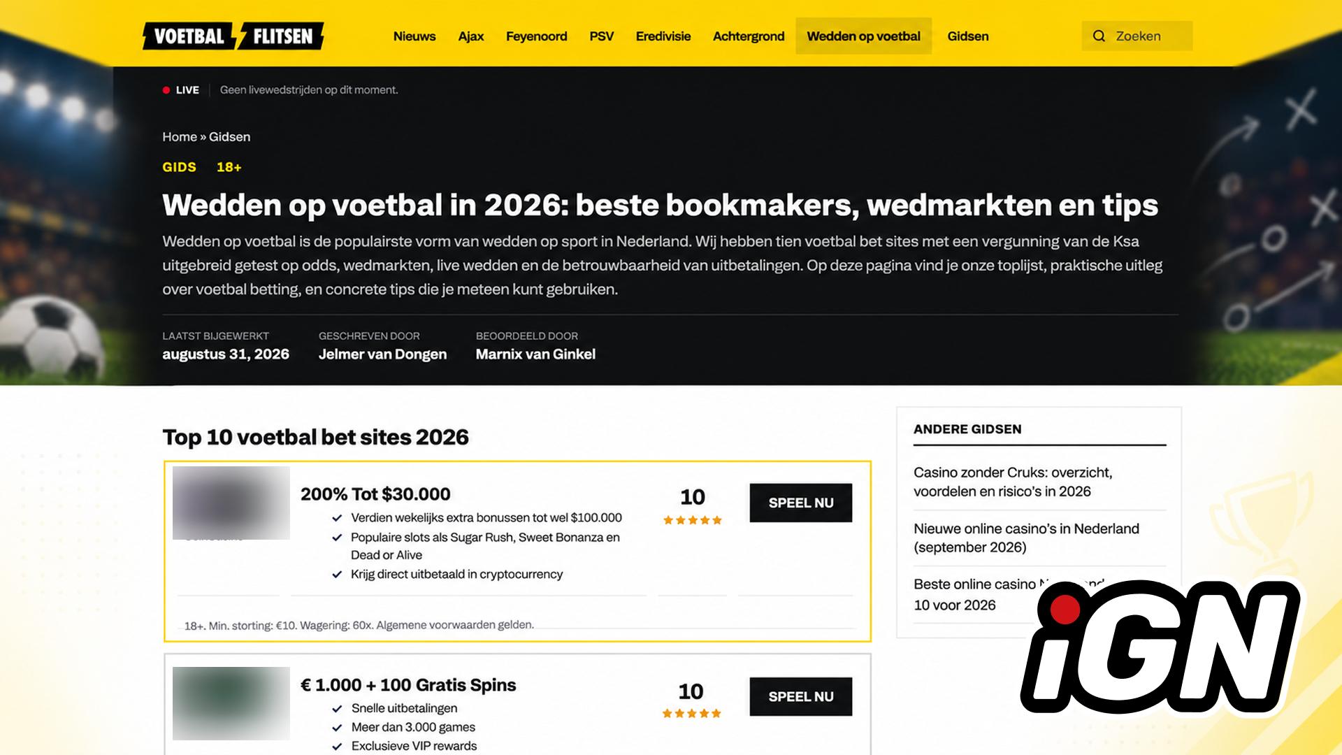 Dutch Portal Voetbalflitsen Lists Unlicensed iGaming Operators