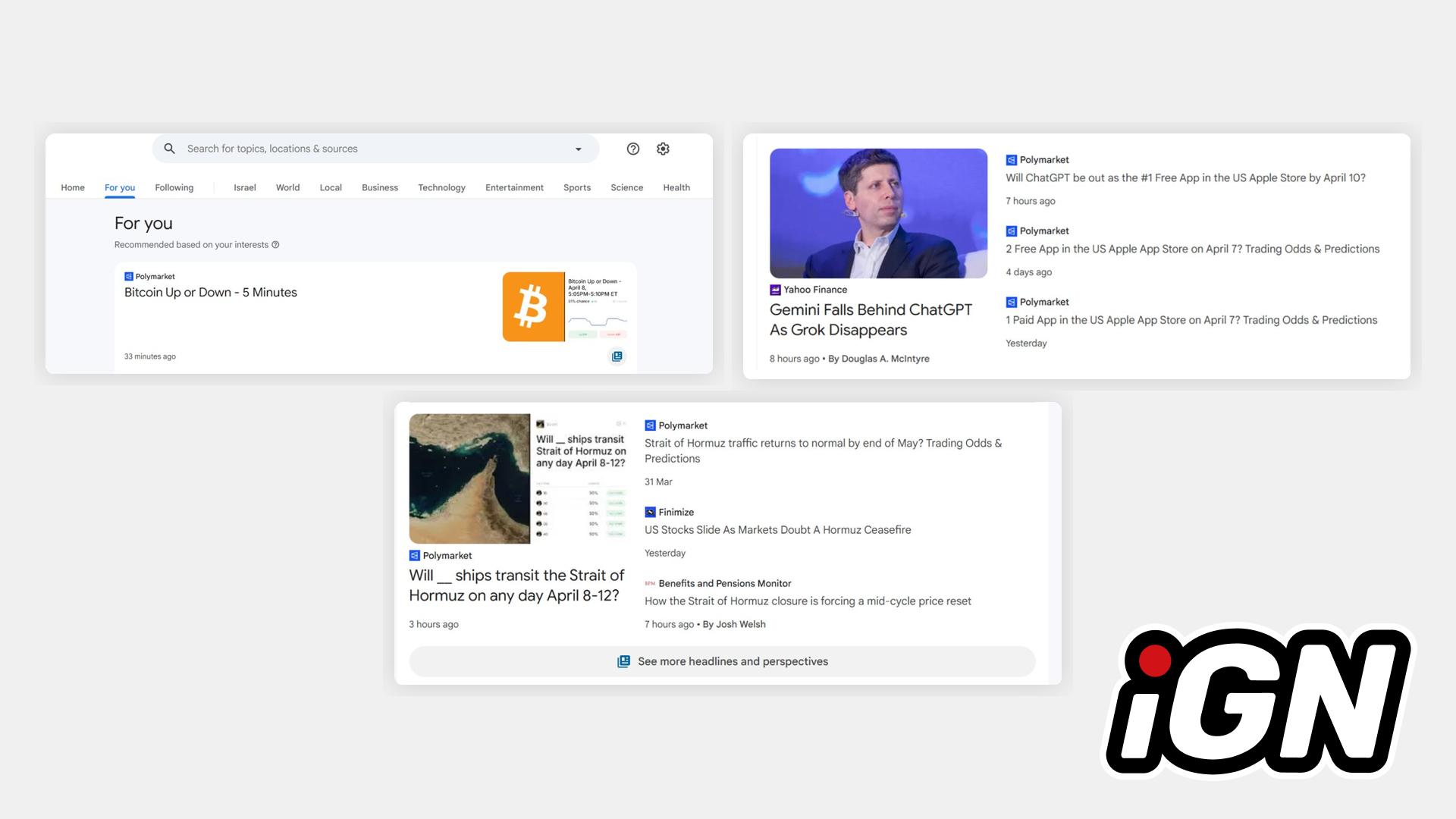 Google News Accidentally Featured Polymarket Contracts